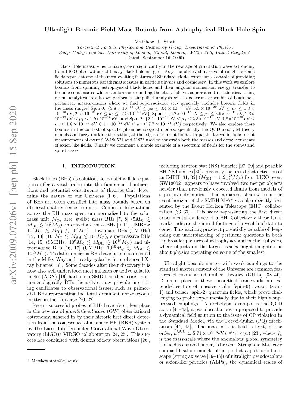 Ultralight Bosonic Field Mass Bounds from Astrophysical Black Hole Spin