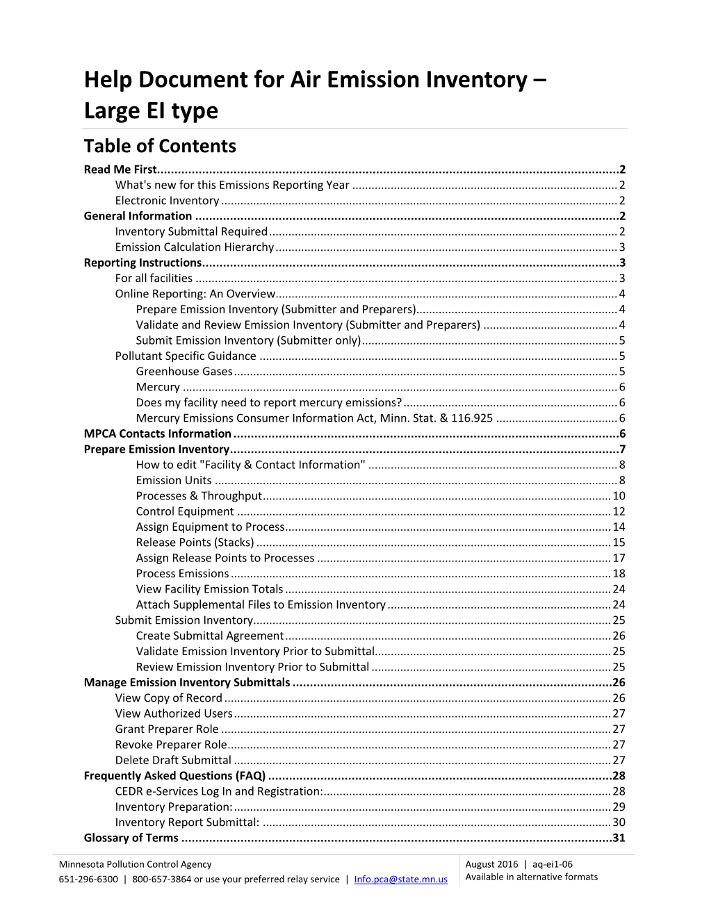 Emission Inventory Help Documents (C, D, Large)