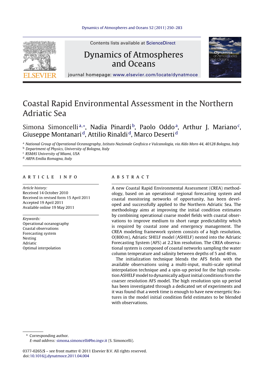 Coastal Rapid Environmental Assessment in the Northern Adriatic