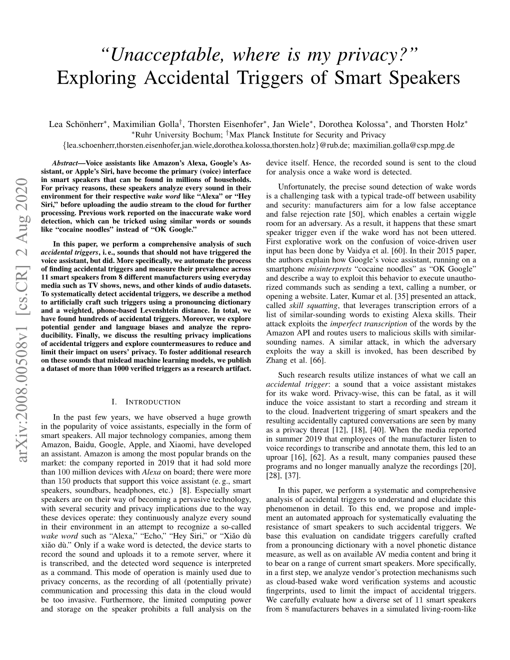 Exploring Accidental Triggers of Smart Speakers