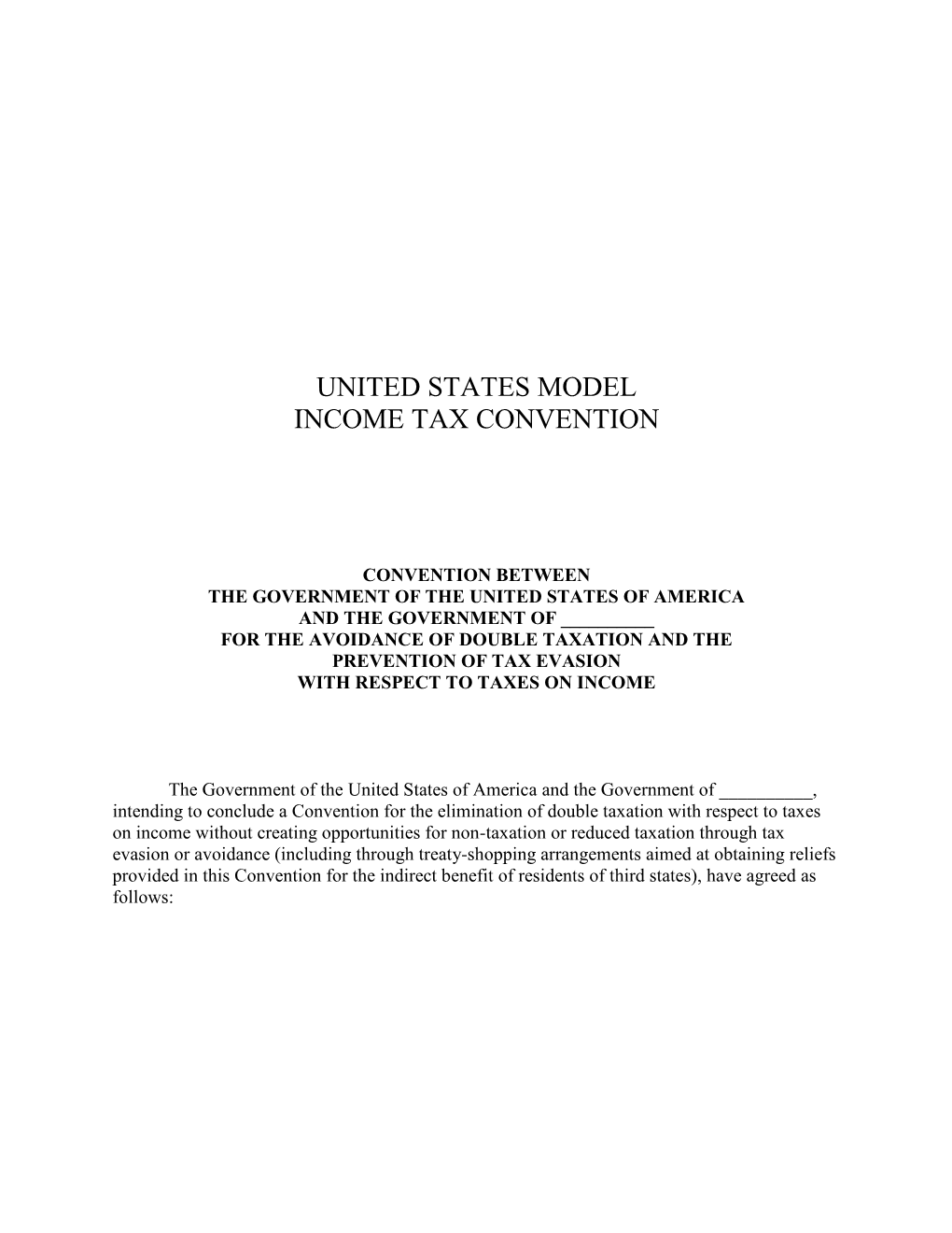 United States Model Income Tax Convention