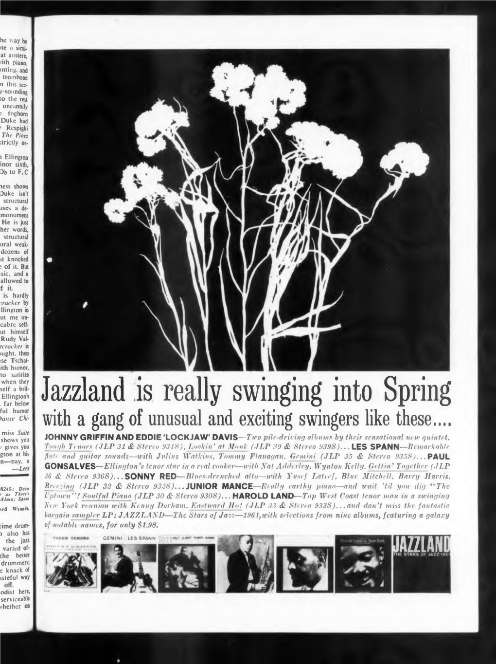 Jazzland Is Really Swinging Into Spring Ful Humor Tanse Chi- with a Gang of Unusual and Exciting Swingers Like These