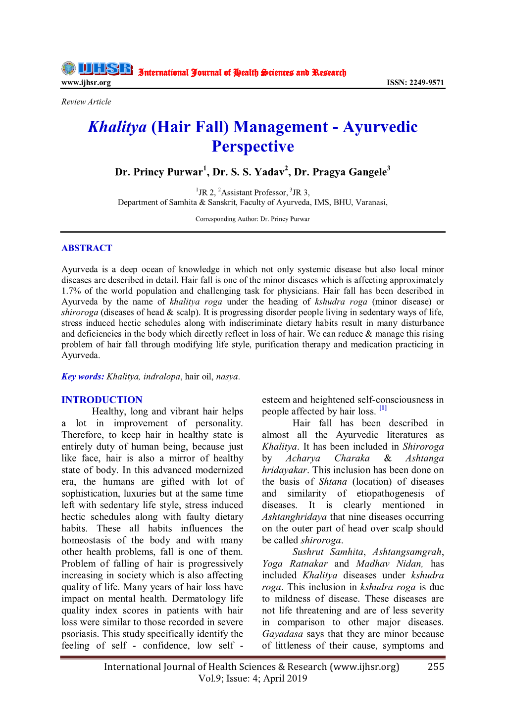 Hair Fall) Management - Ayurvedic Perspective