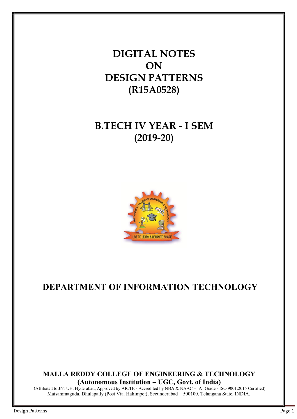 Digital Notes on Design Patterns (R15a0528)