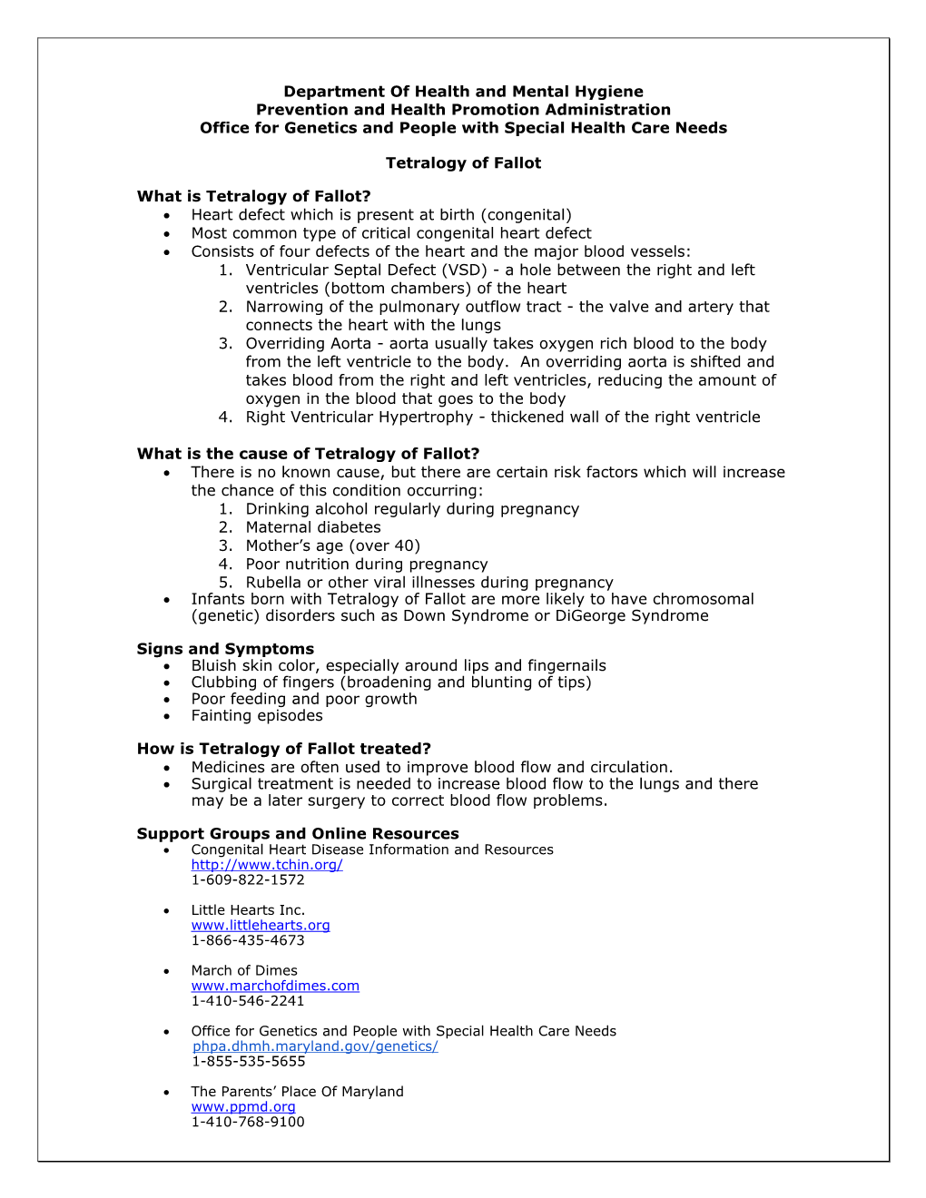 Tetralogy of Fallot