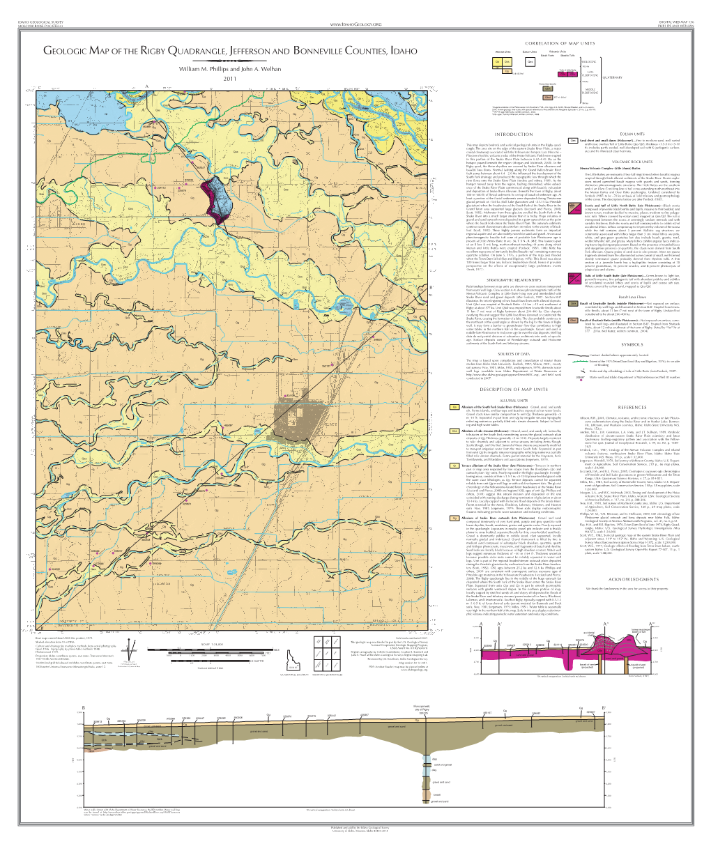 GEOLOGIC MAP of the RIGBY QUADRANGLE, JEFFERSON and BONNEVILLE COUNTIES, IDAHO Basalt Flows Basaltic Tuffs