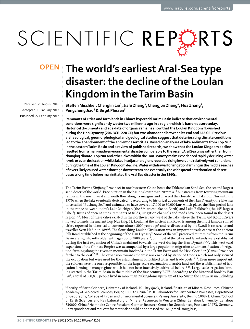 The World's Earliest Aral-Sea Type Disaster: the Decline of the Loulan