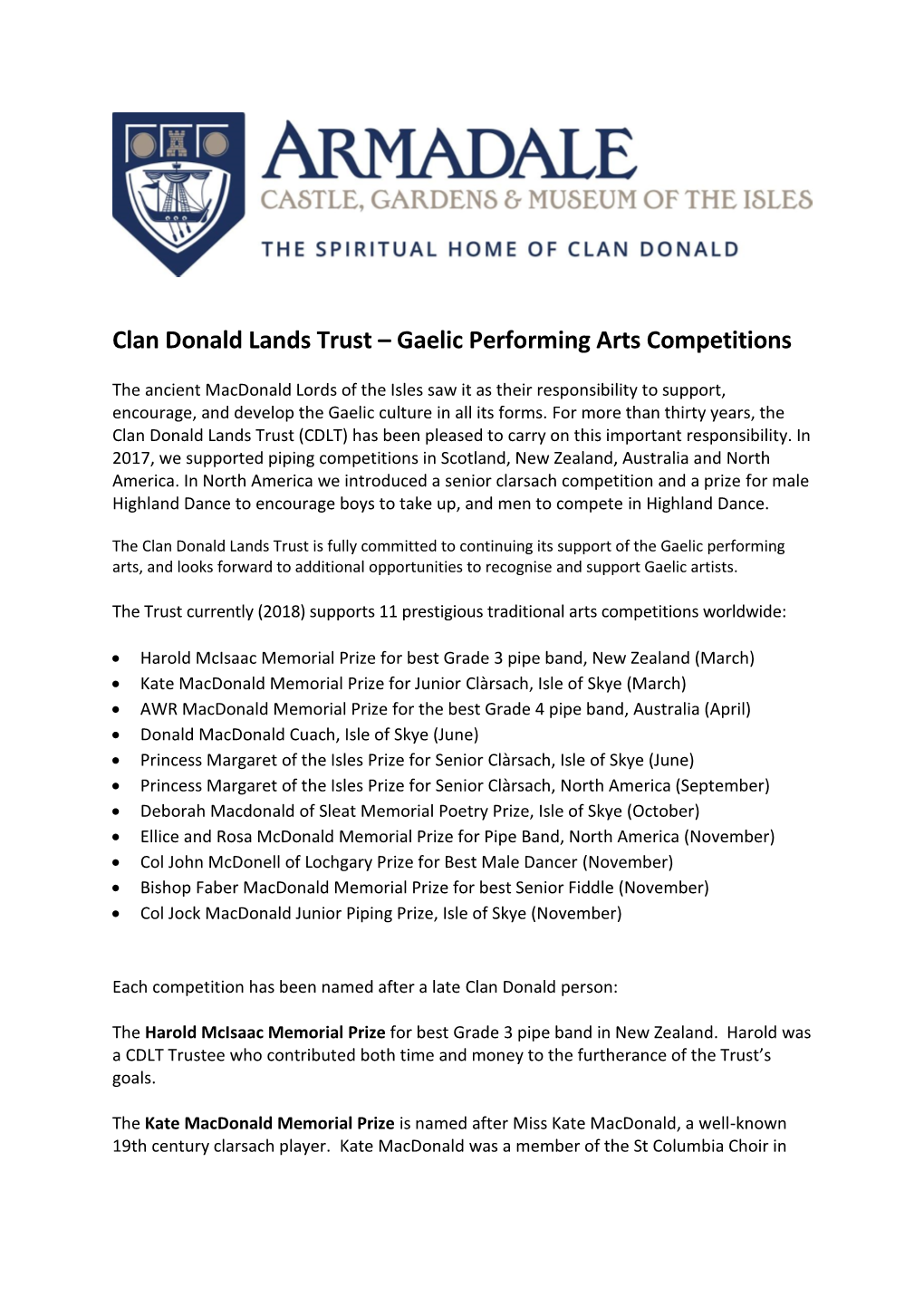 Clan Donald Lands Trust – Gaelic Performing Arts Competitions