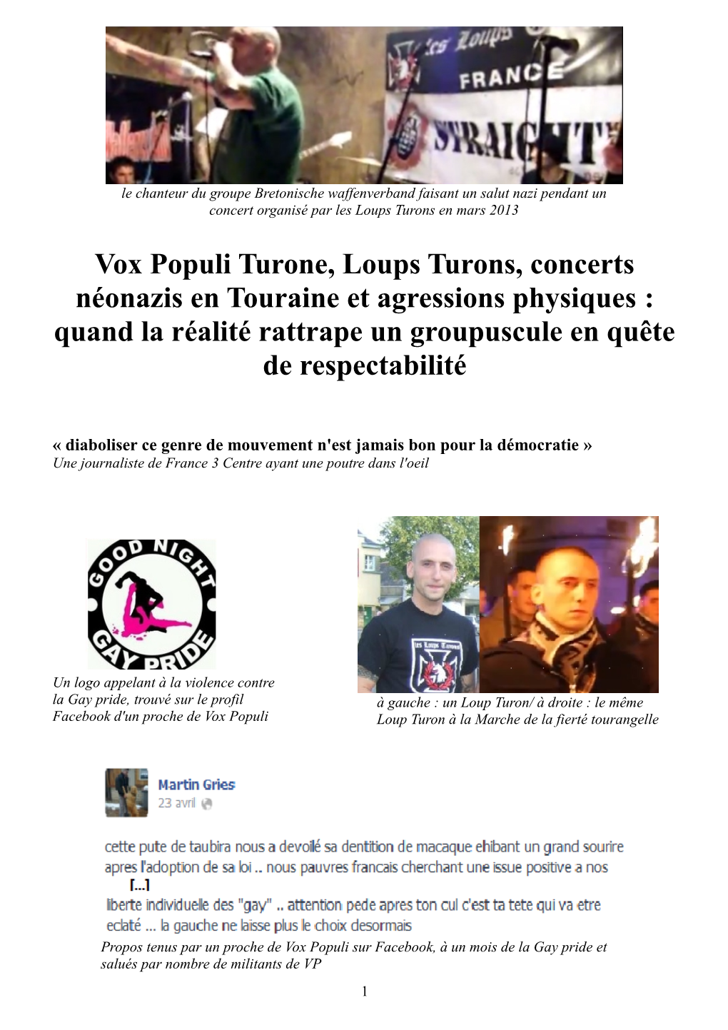 Vox Populi Et Loups Turons, Des Liens Informels Mais Réels 1) Marche De La Fierté Tourangelle : Loup Y Es-Tu ?