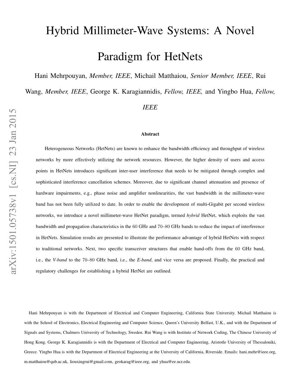 Hybrid Millimeter-Wave Systems: a Novel Paradigm for Hetnets