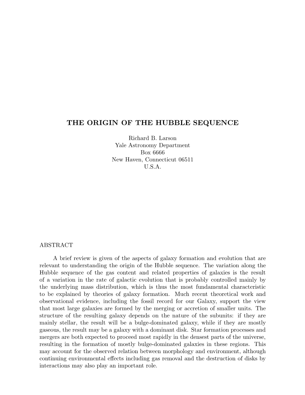 The Origin of the Hubble Sequence