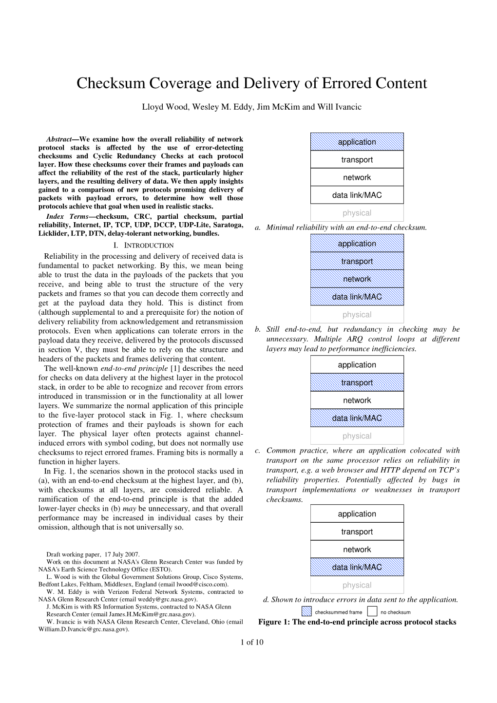 Checksum Coverage and Delivery of Errored Content