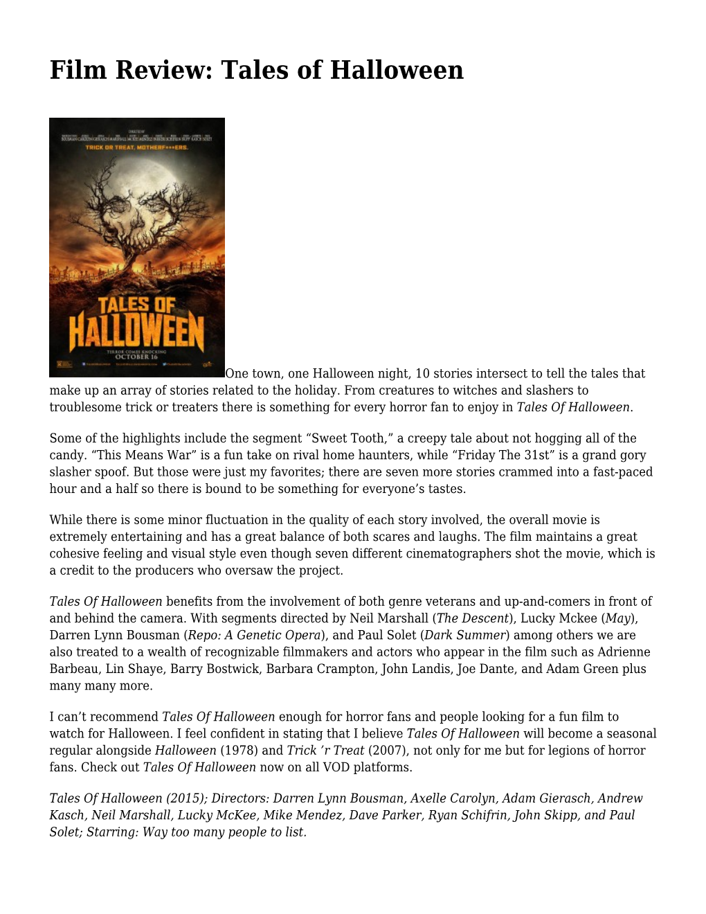 Film Review: Tales of Halloween