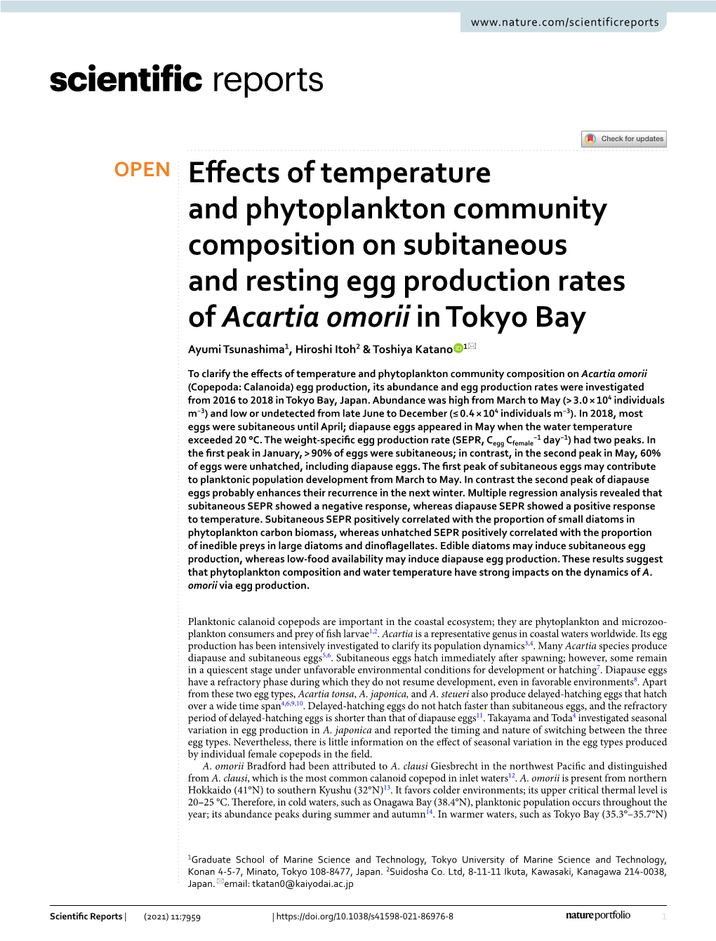 Effects of Temperature and Phytoplankton Community