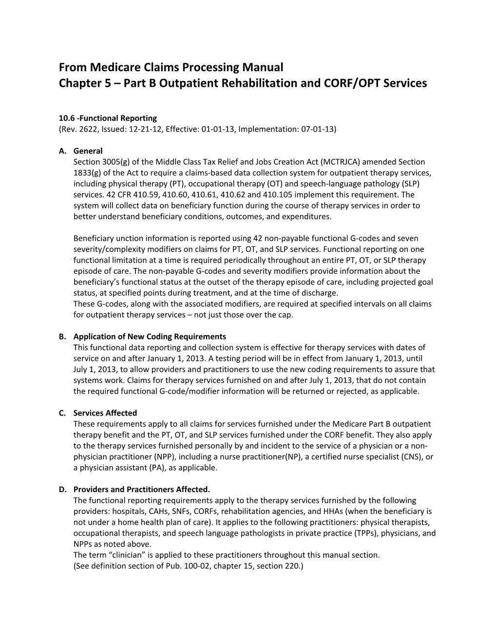 From Medicare Claims Processing Manual