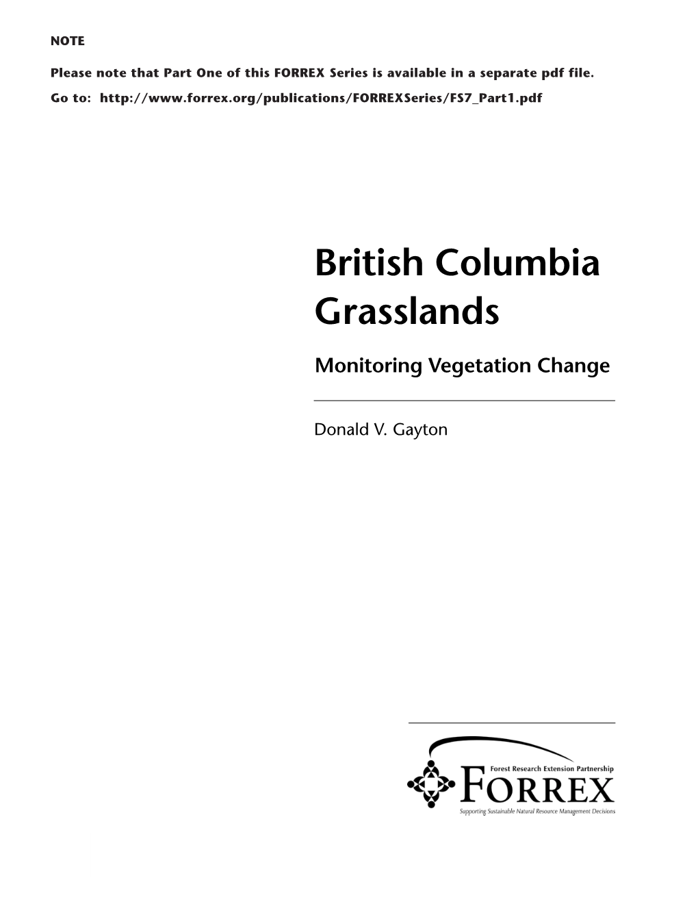 British Columbia Grasslands: Monitoring Vegetation Change