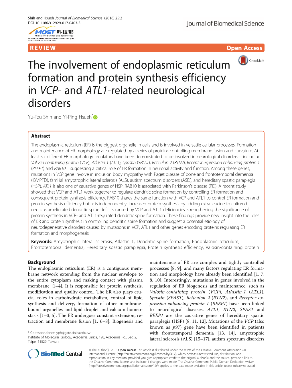 And ATL1-Related Neurological Disorders Yu-Tzu Shih and Yi-Ping Hsueh*