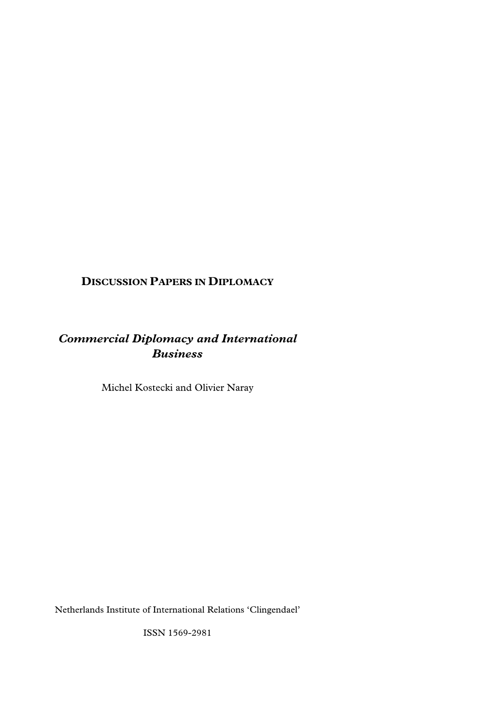 Commercial Diplomacy and International Business