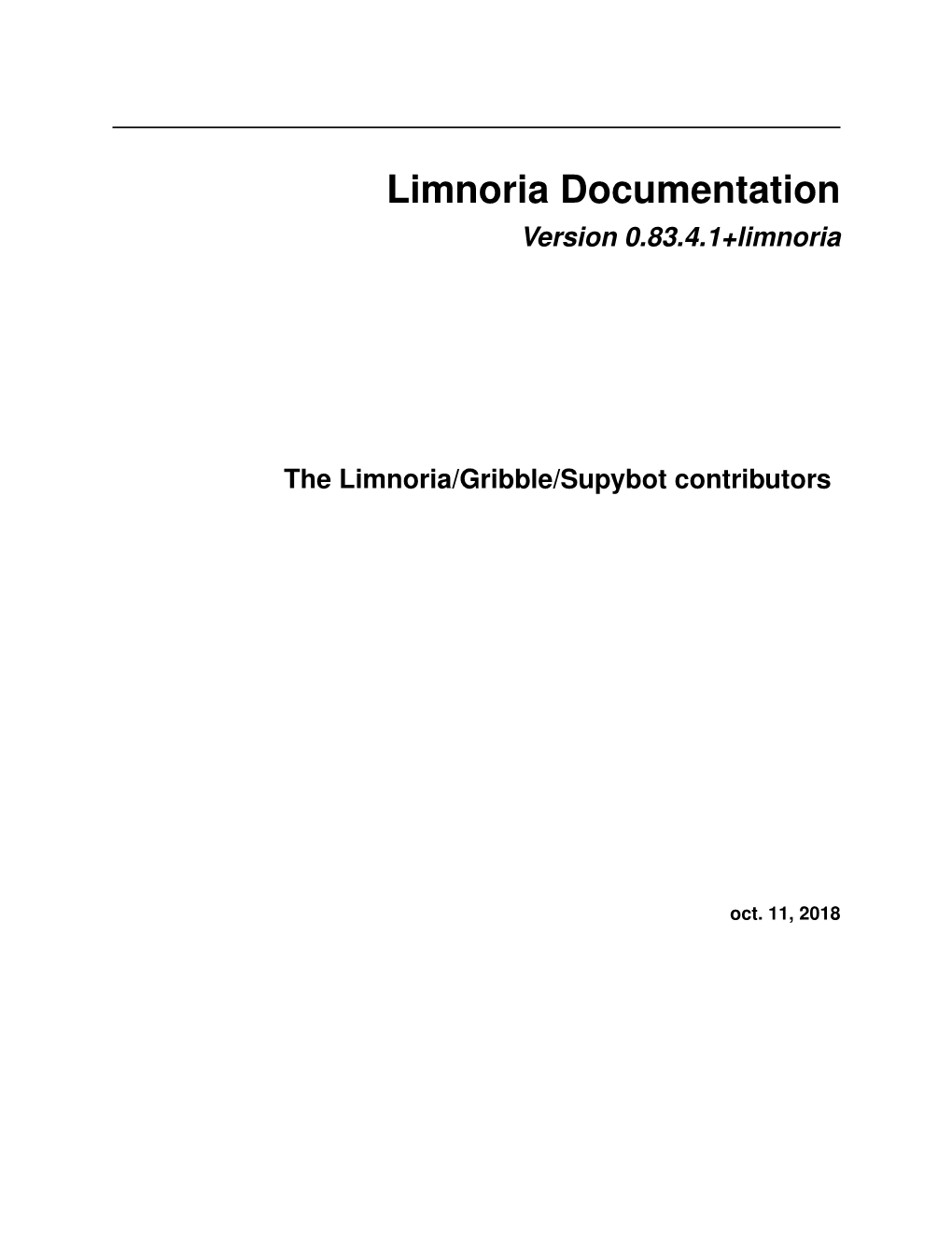 Limnoria Documentation Version 0.83.4.1+Limnoria