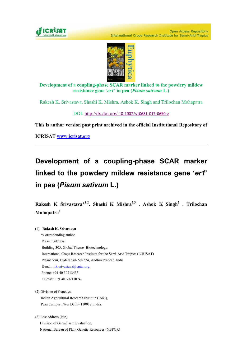 Development of Coupling Phase Marker In