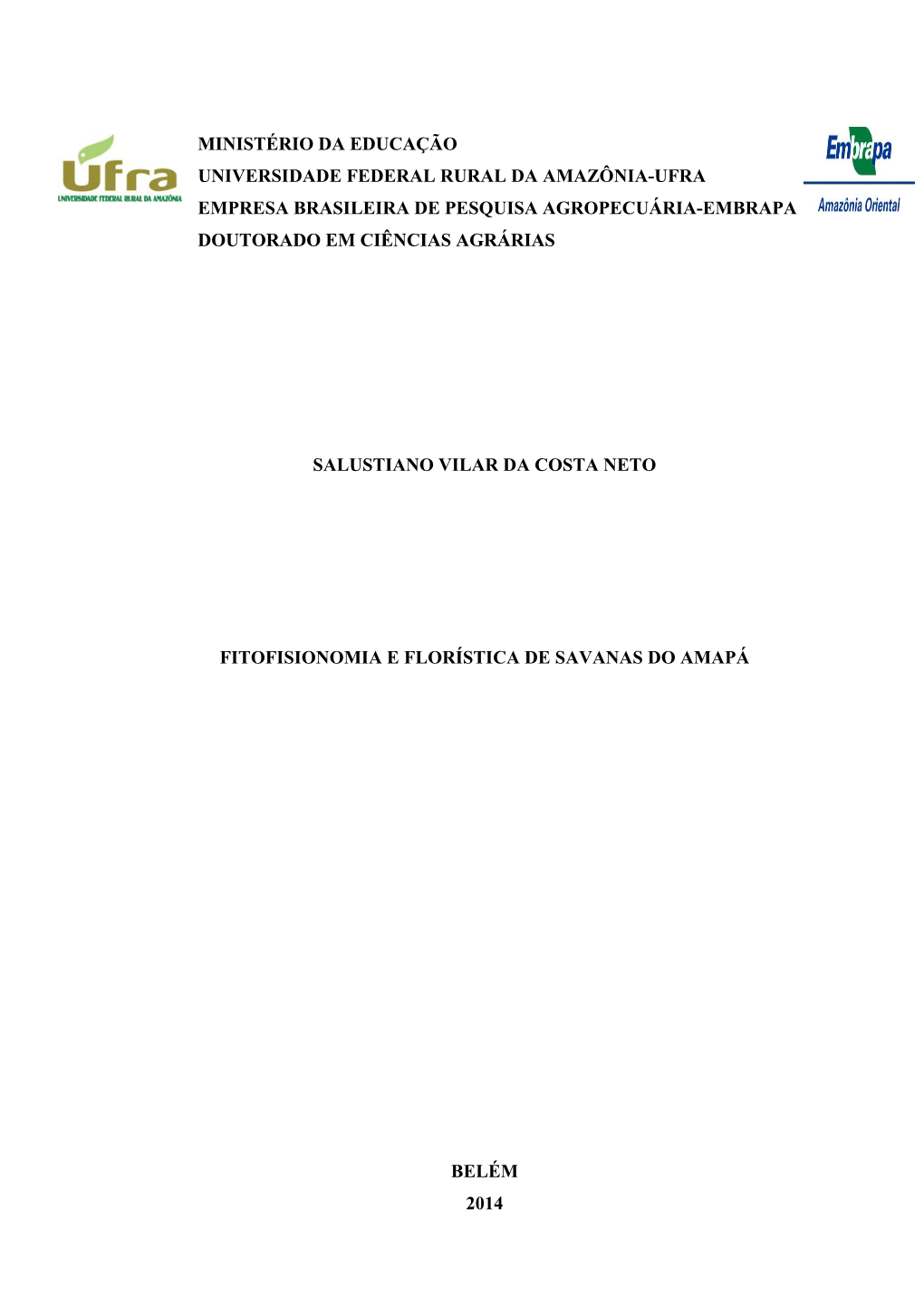 Tese Fitofisionomia E Florística De Savanas Do Amapá