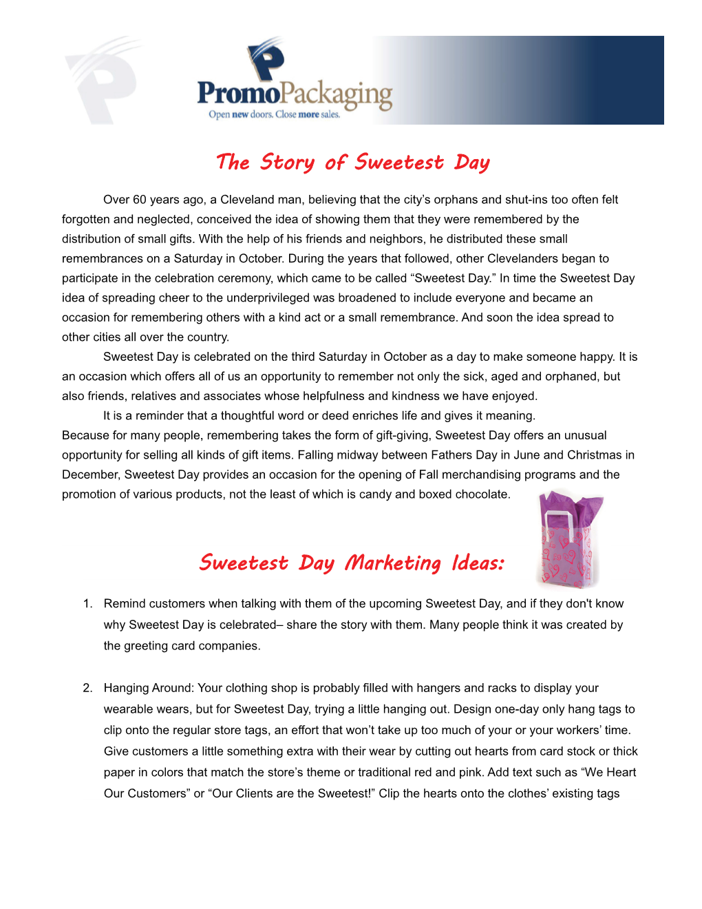 The Story of Sweetest Day Sweetest Day Marketing Ideas