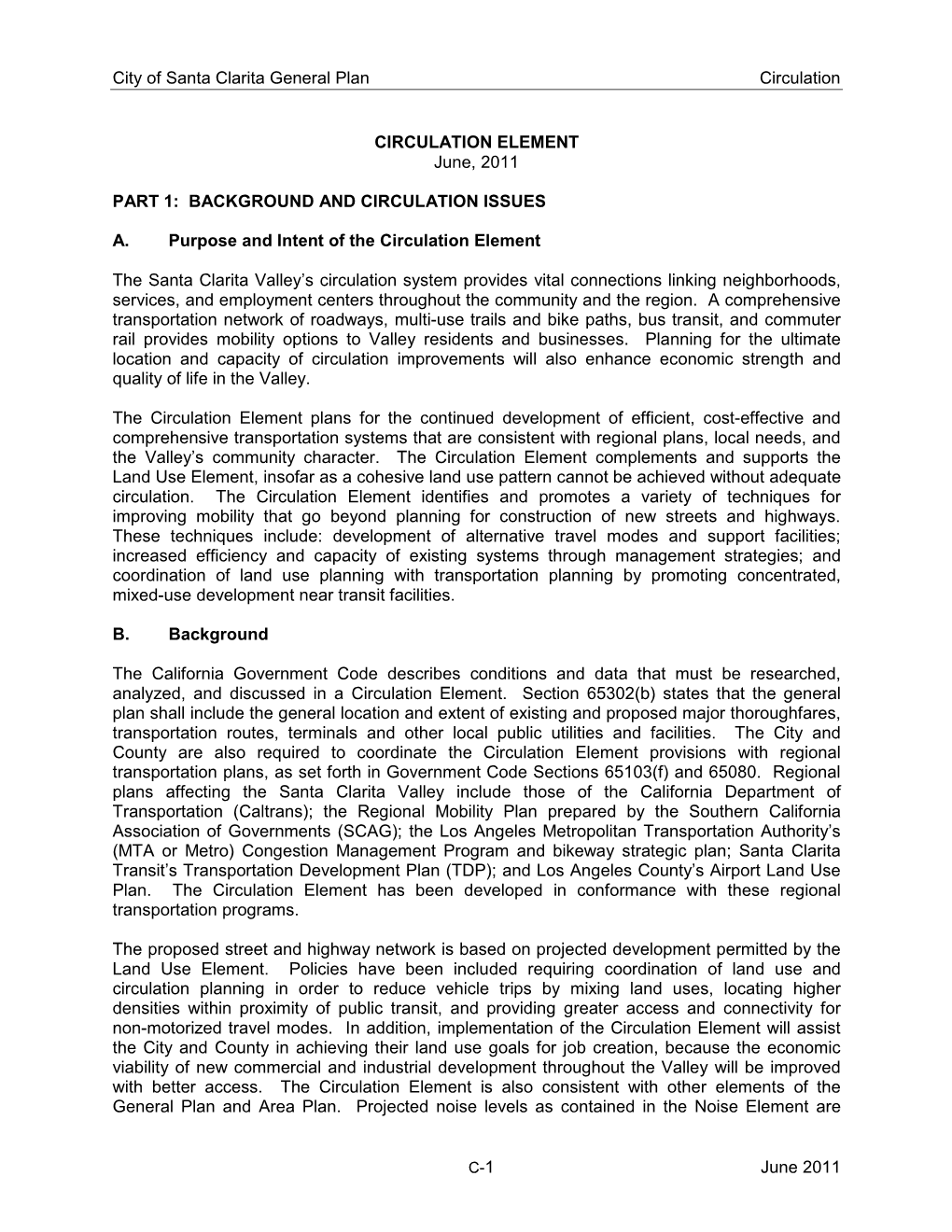 City of Santa Clarita General Plan Circulation