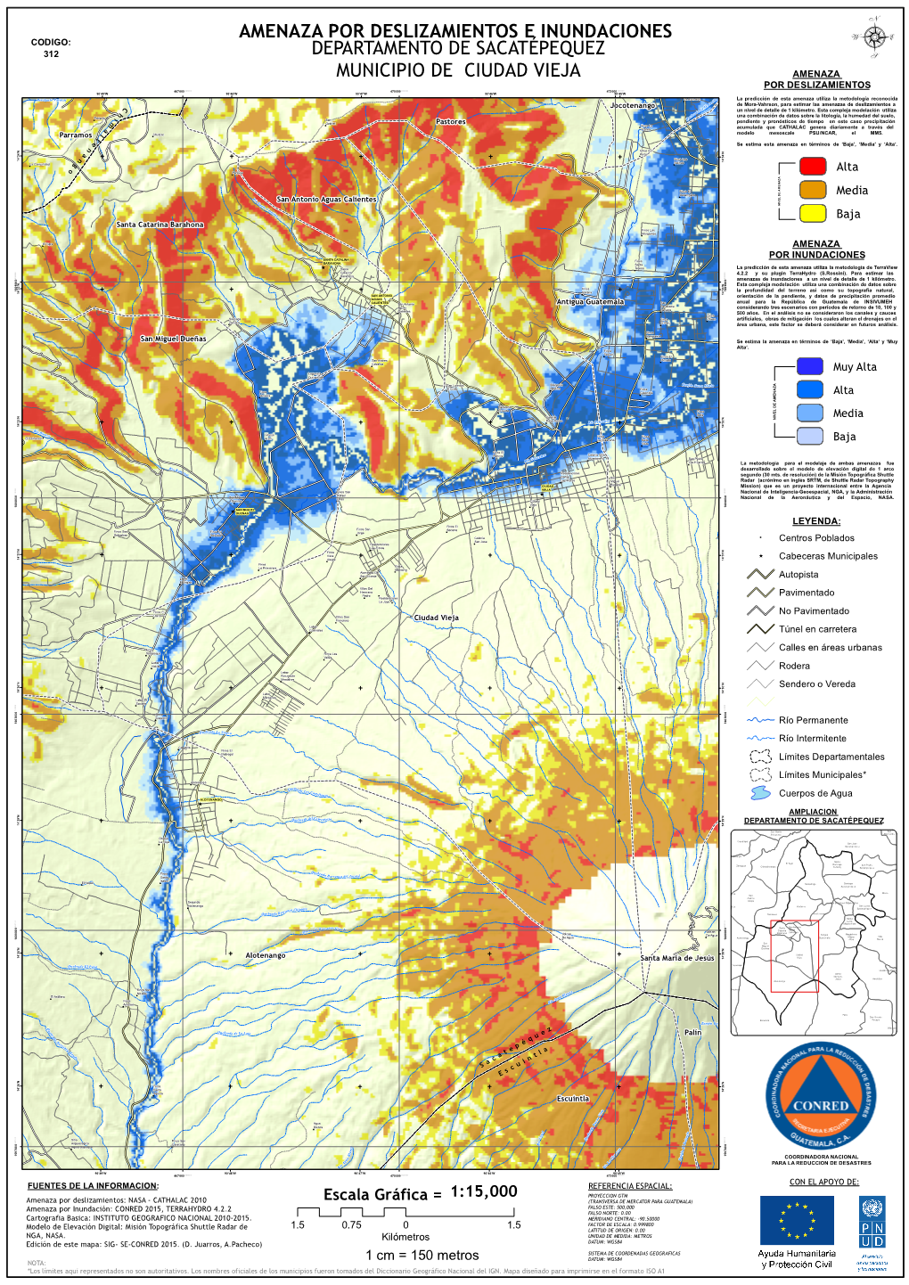 CIUDAD VIEJA AMEN AZA POR DESLIZAMIEN TOS 467000.000000 470000.000000 473000.000000 90°49'W 90°48'W 90°47'W 90°46'W 90°45'W " La Asuncion