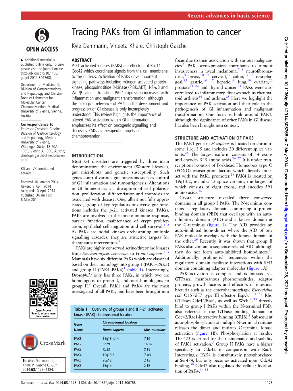 Tracing Paks from GI Inflammation to Cancer