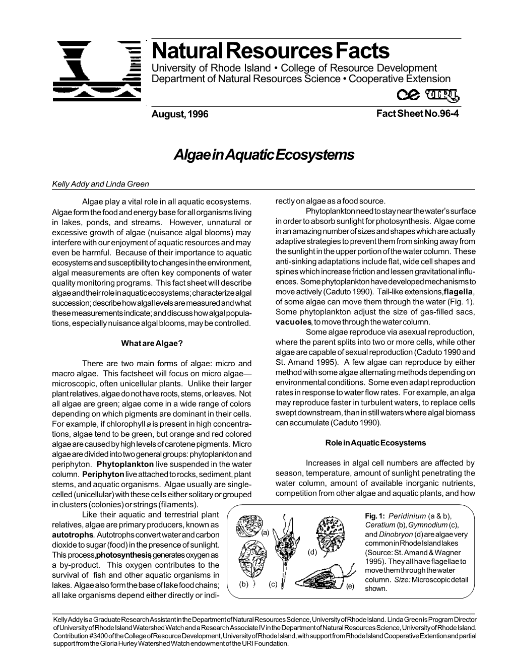 Algae in Aquatic Ecosystems