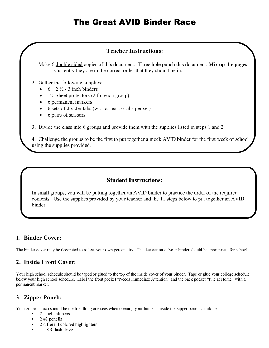 AVID Tutorial Sheet