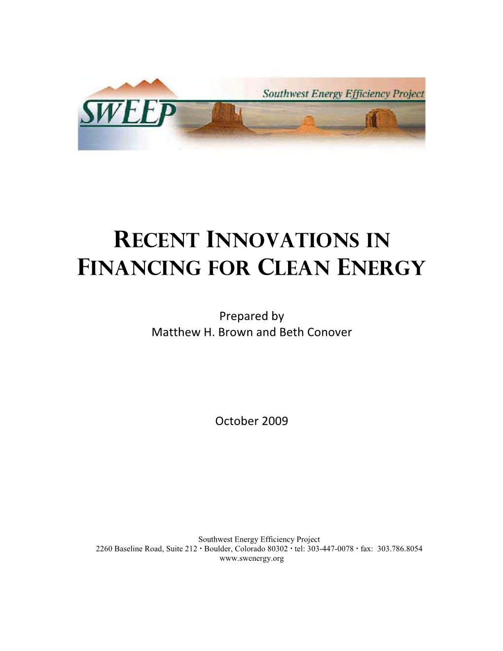Recent Innovations in Financing for Clean Energy