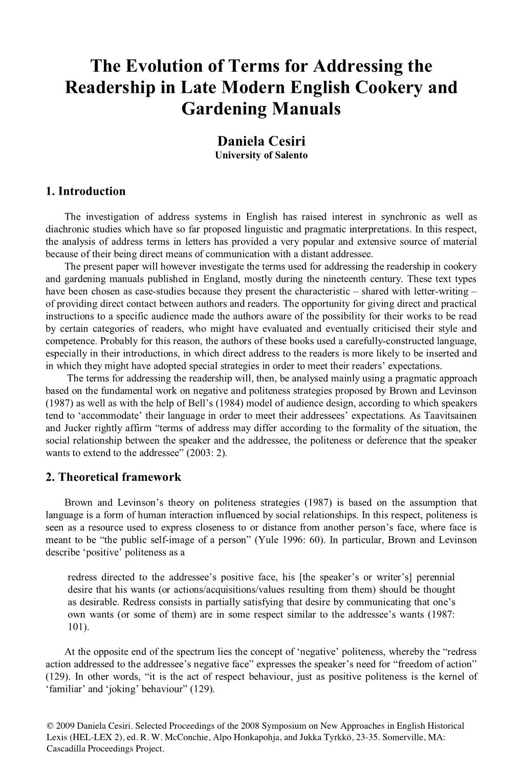 The Evolution of Terms for Addressing the Readership in Late Modern English Cookery and Gardening Manuals