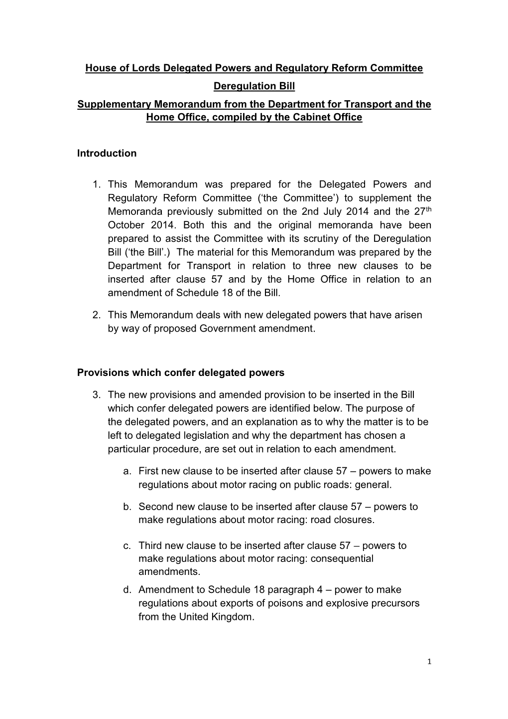 House of Lords Delegated Powers and Regulatory Reform Committee