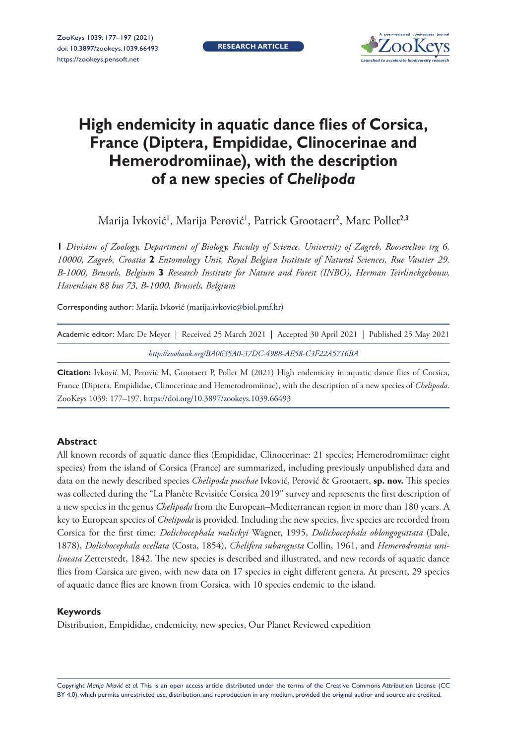 Diptera, Empididae, Clinocerinae and Hemerodromiinae), with the Description of a New Species of Chelipoda