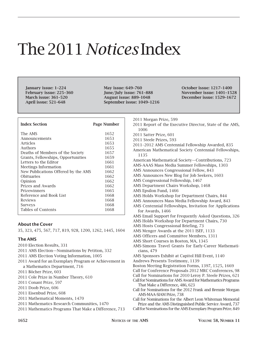 The 2011 Noticesindex