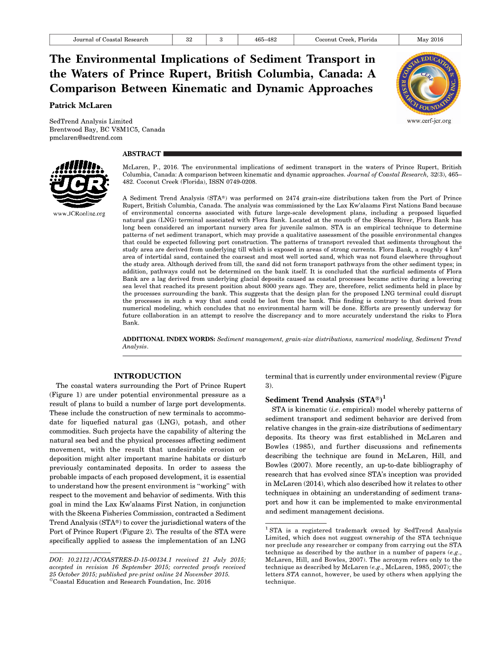 The Environmental Implications of Sediment Transport in the Waters Of