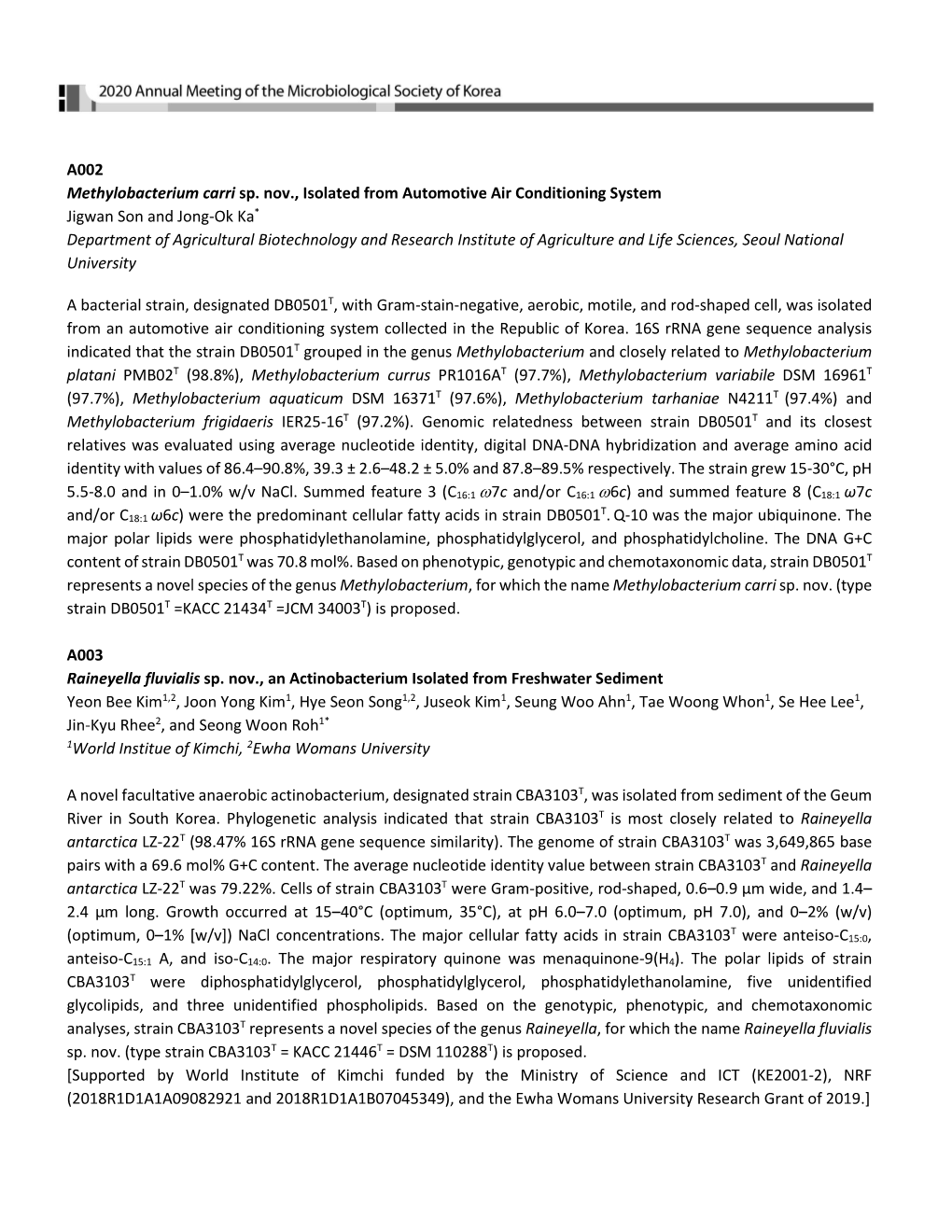 A002 Methylobacterium Carri Sp. Nov., Isolated from Automotive Air