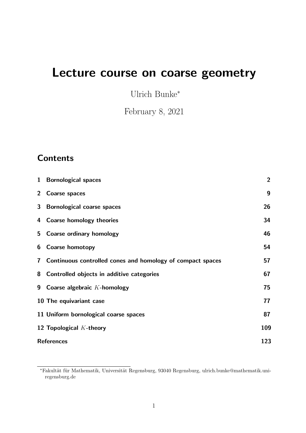 Lecture Course on Coarse Geometry