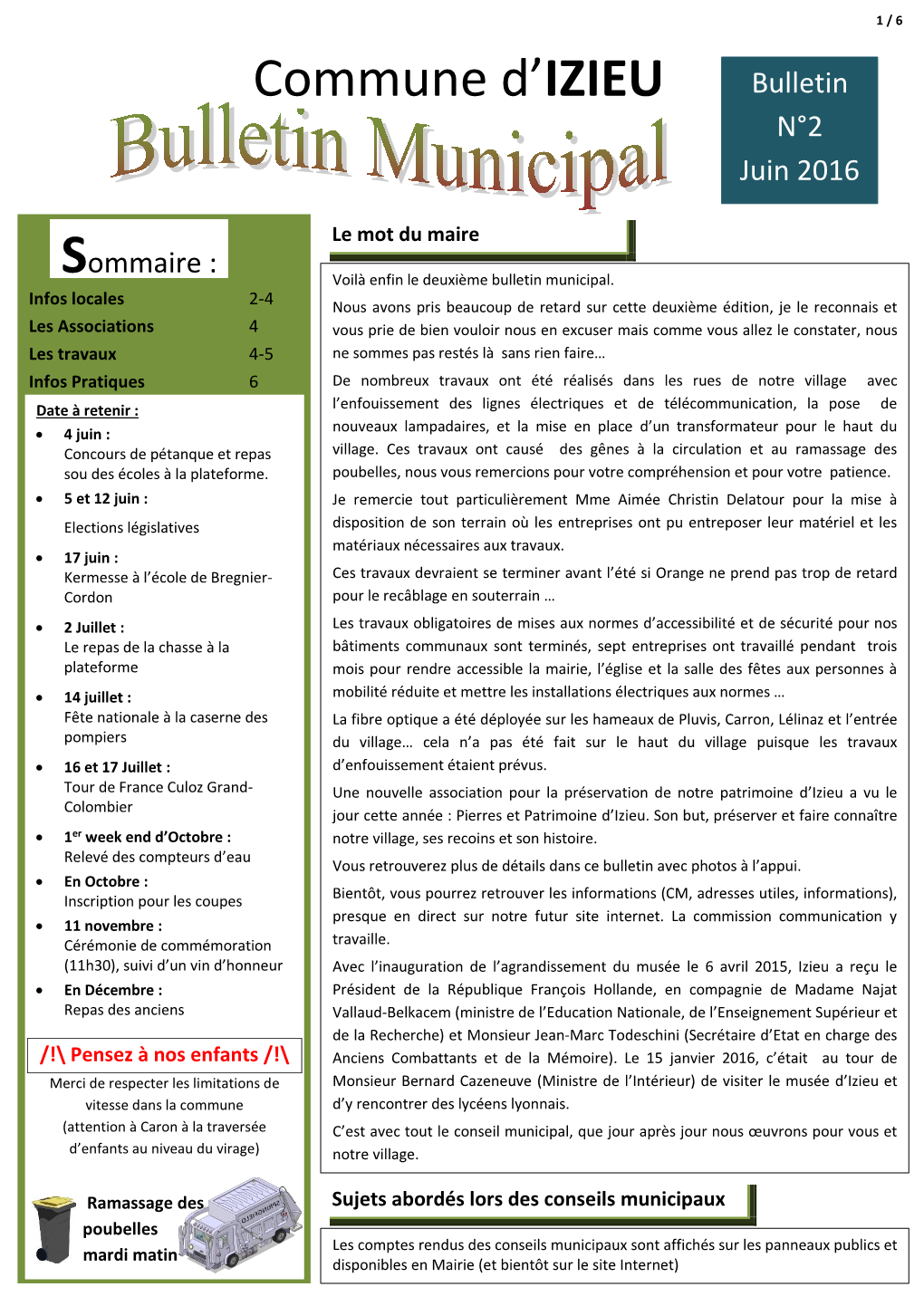 IZIEU Bulletin N°2 Juin 2016