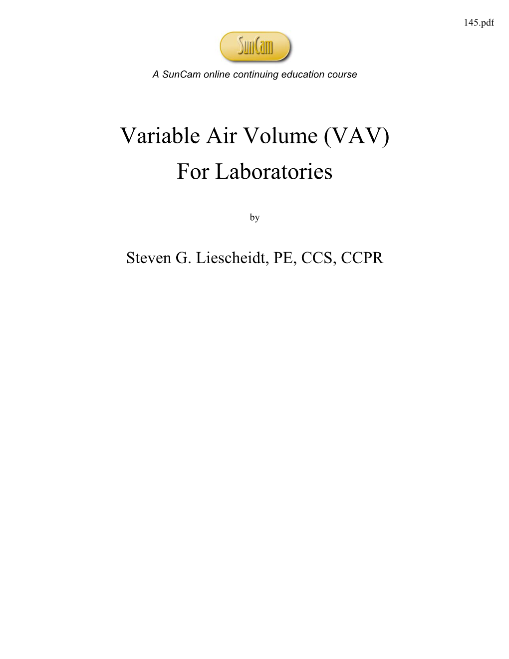 Variable Air Volume (VAV) for Laboratories