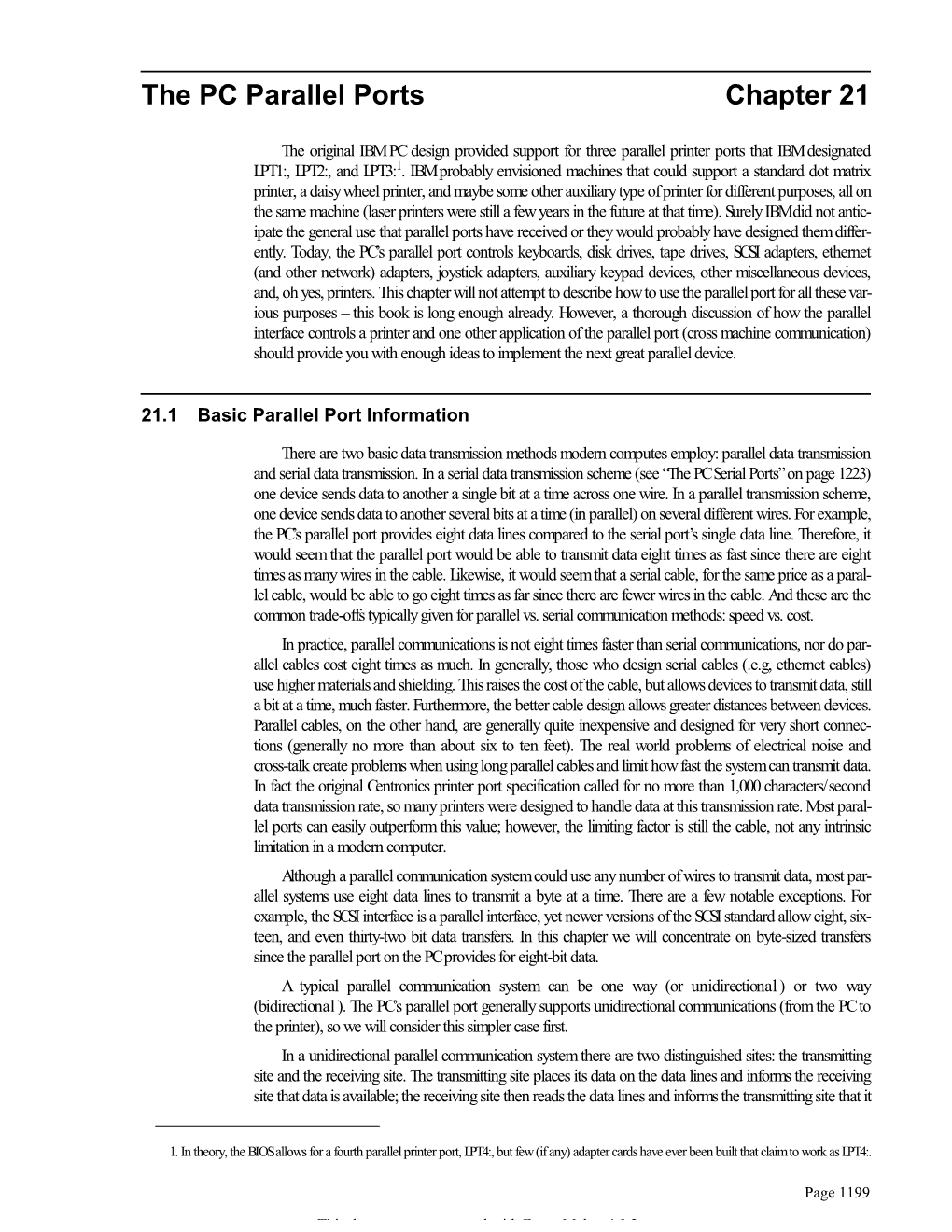 The PC Parallel Ports Chapter 21