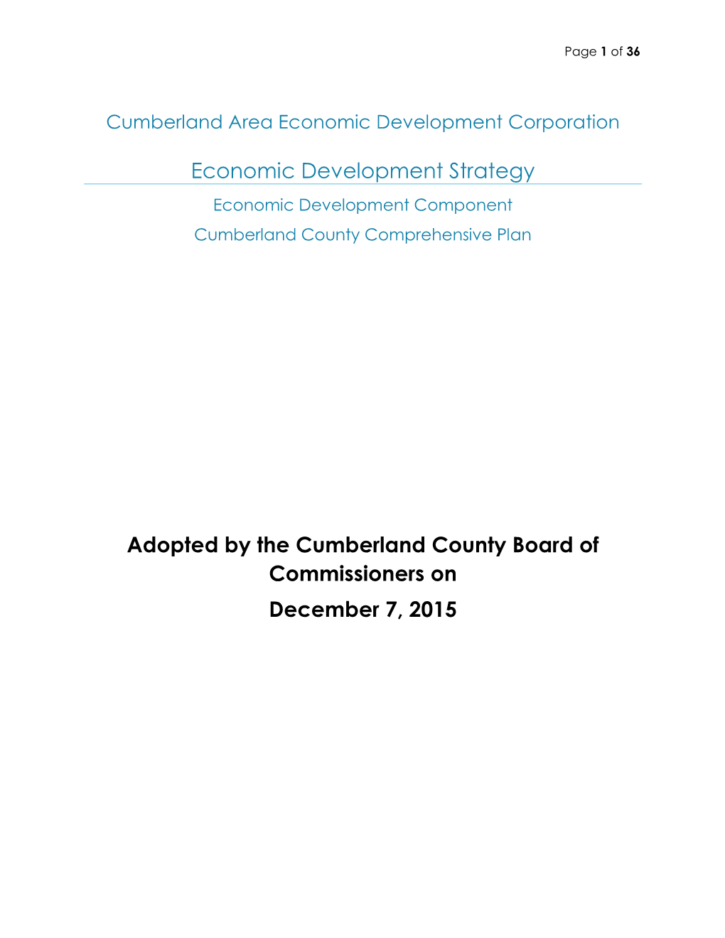 Economic Development Strategy Adopted by the Cumberland County