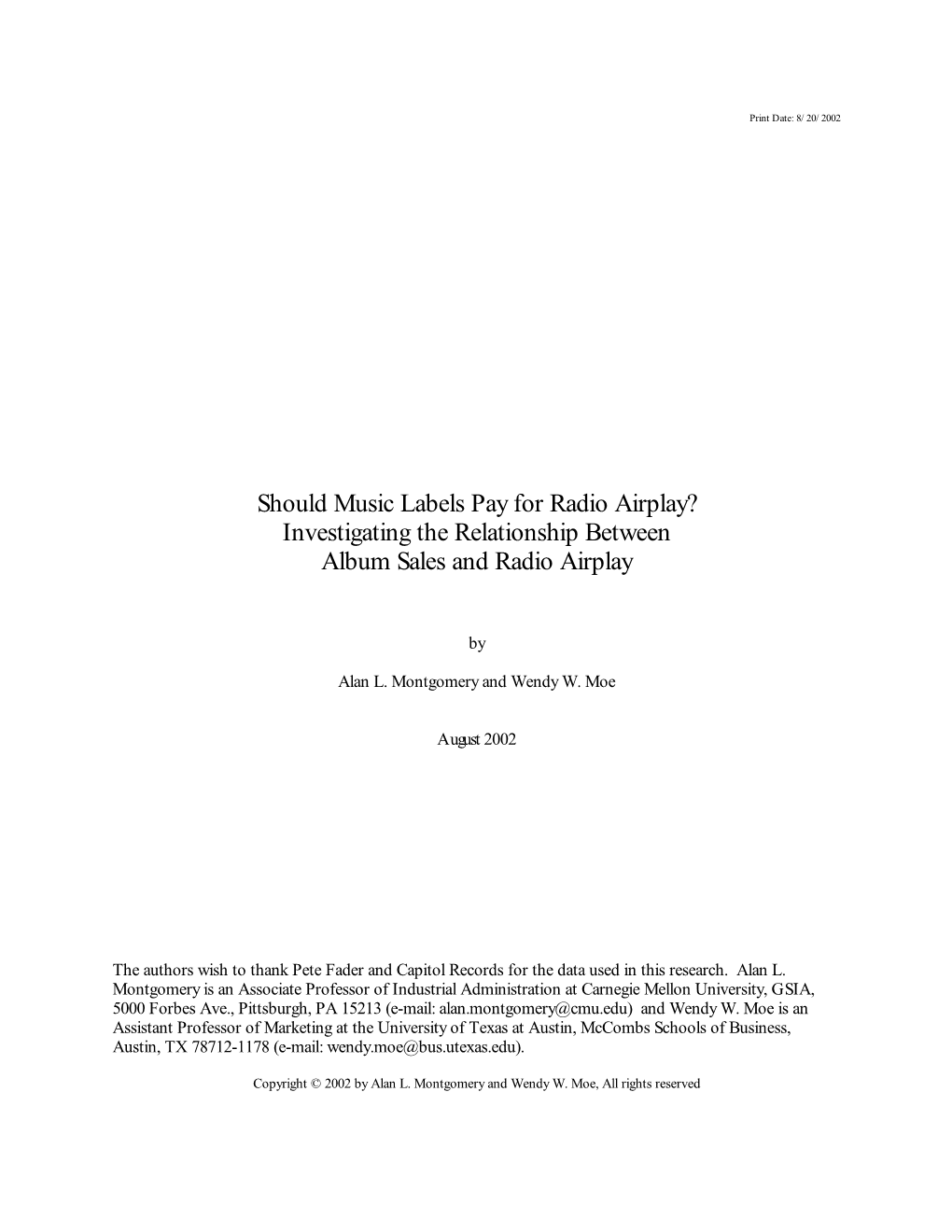 Should Music Labels Pay for Radio Airplay? Investigating the Relationship Between Album Sales and Radio Airplay