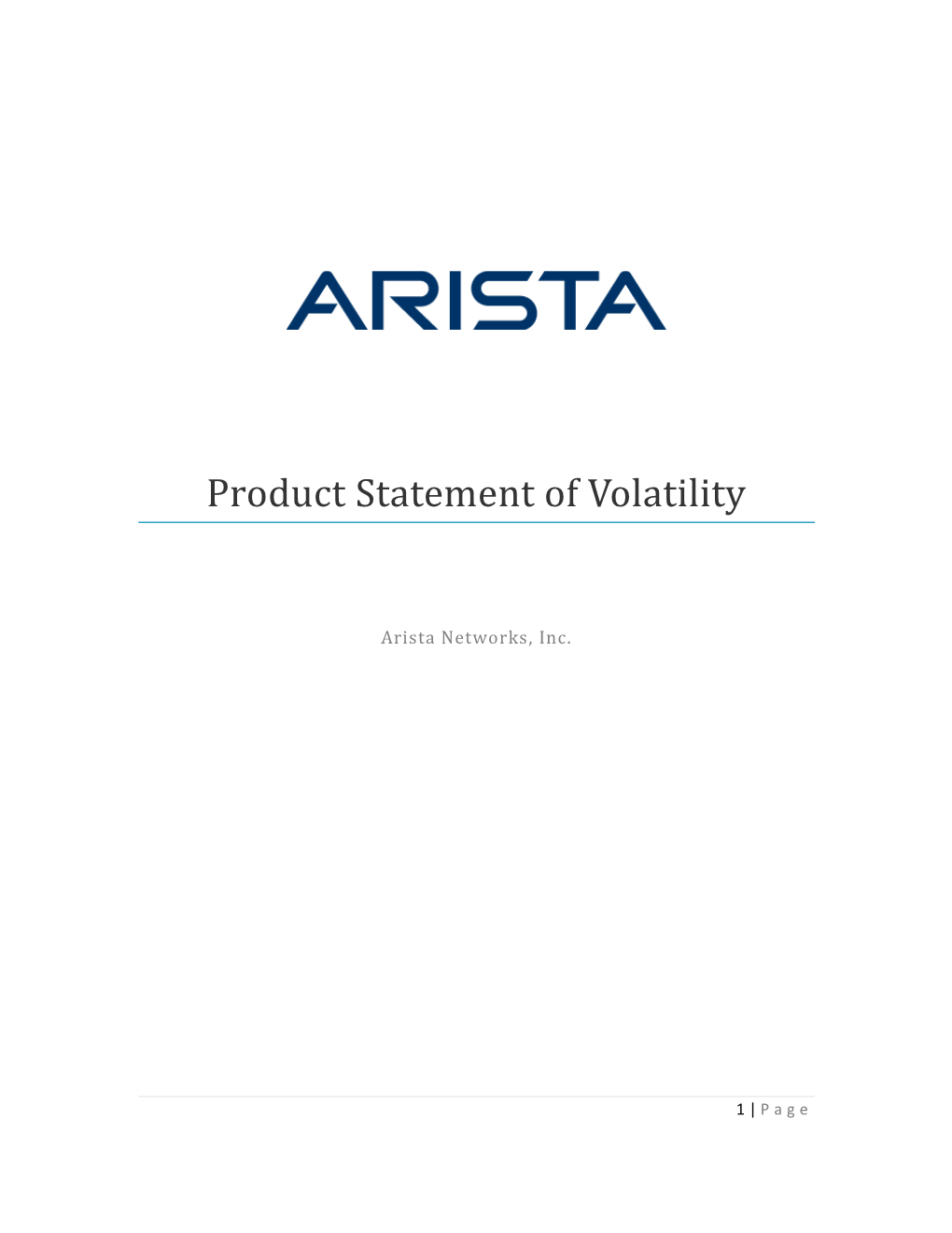 Product Statement of Volatility