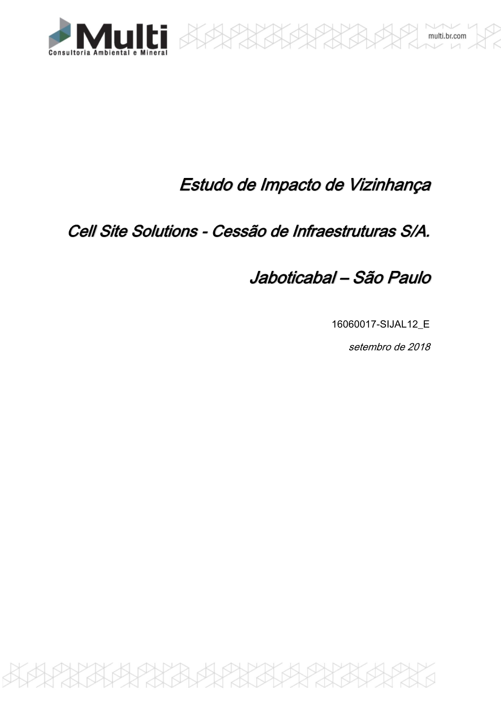 Estudo De Impacto De Vizinhança Jaboticabal – São Paulo