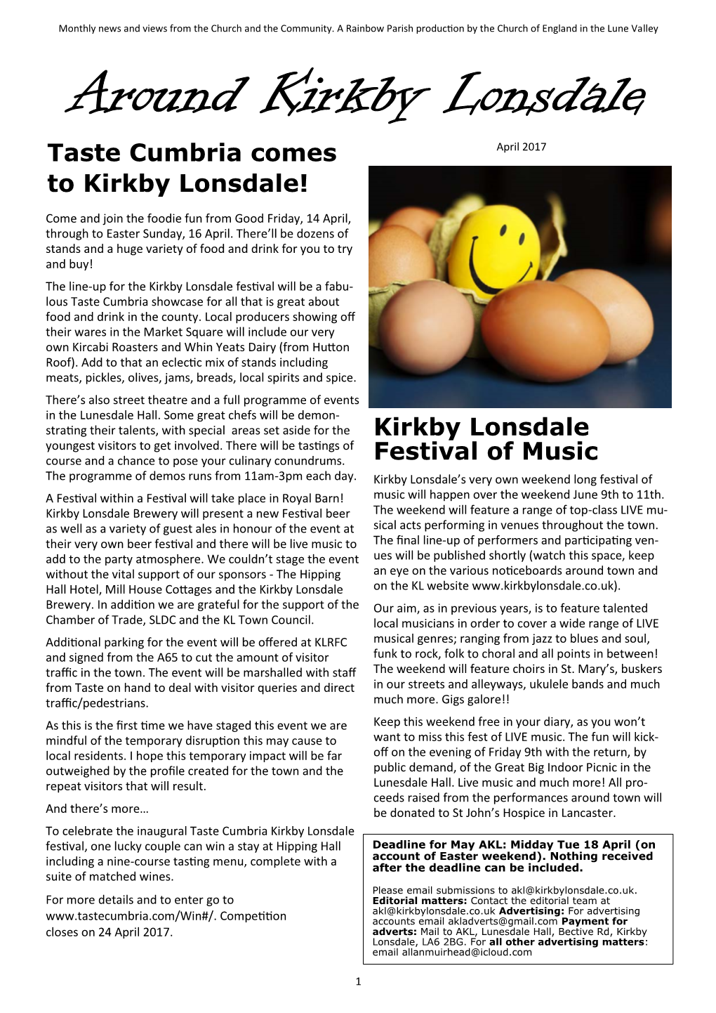 Around Kirkby Lonsdale Taste Cumbria Comes April 2017 to Kirkby Lonsdale!