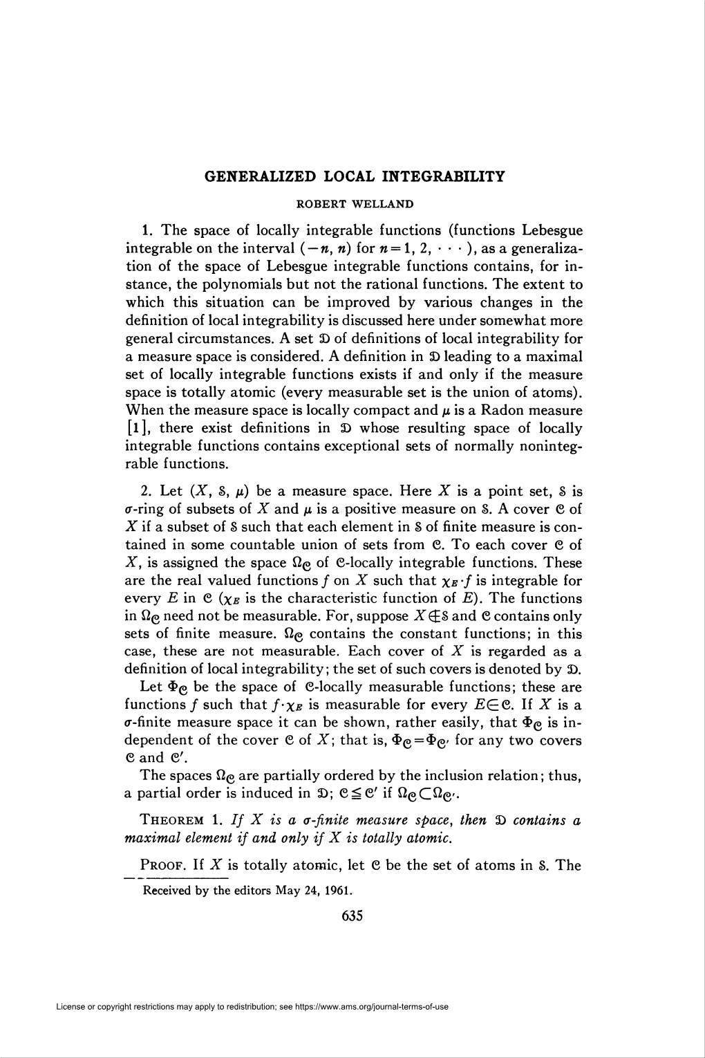 Generalized Local Integrability