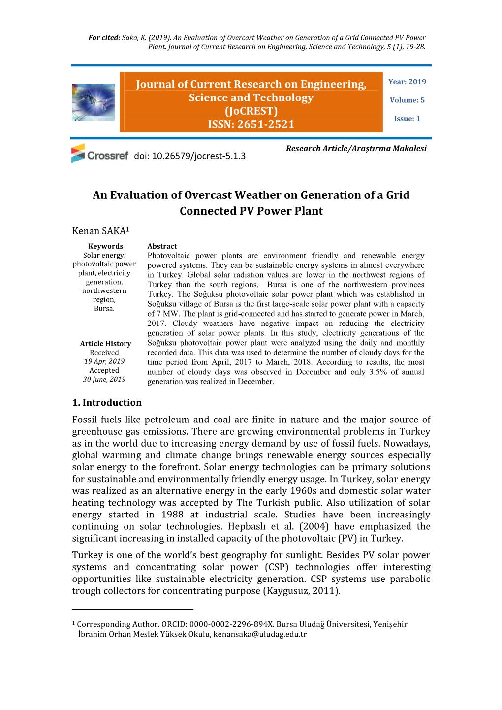 An Evaluation of Overcast Weather on Generation of a Grid Connected PV Power Plant
