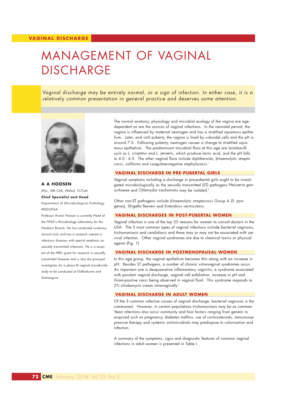 Management of Vaginal Discharge